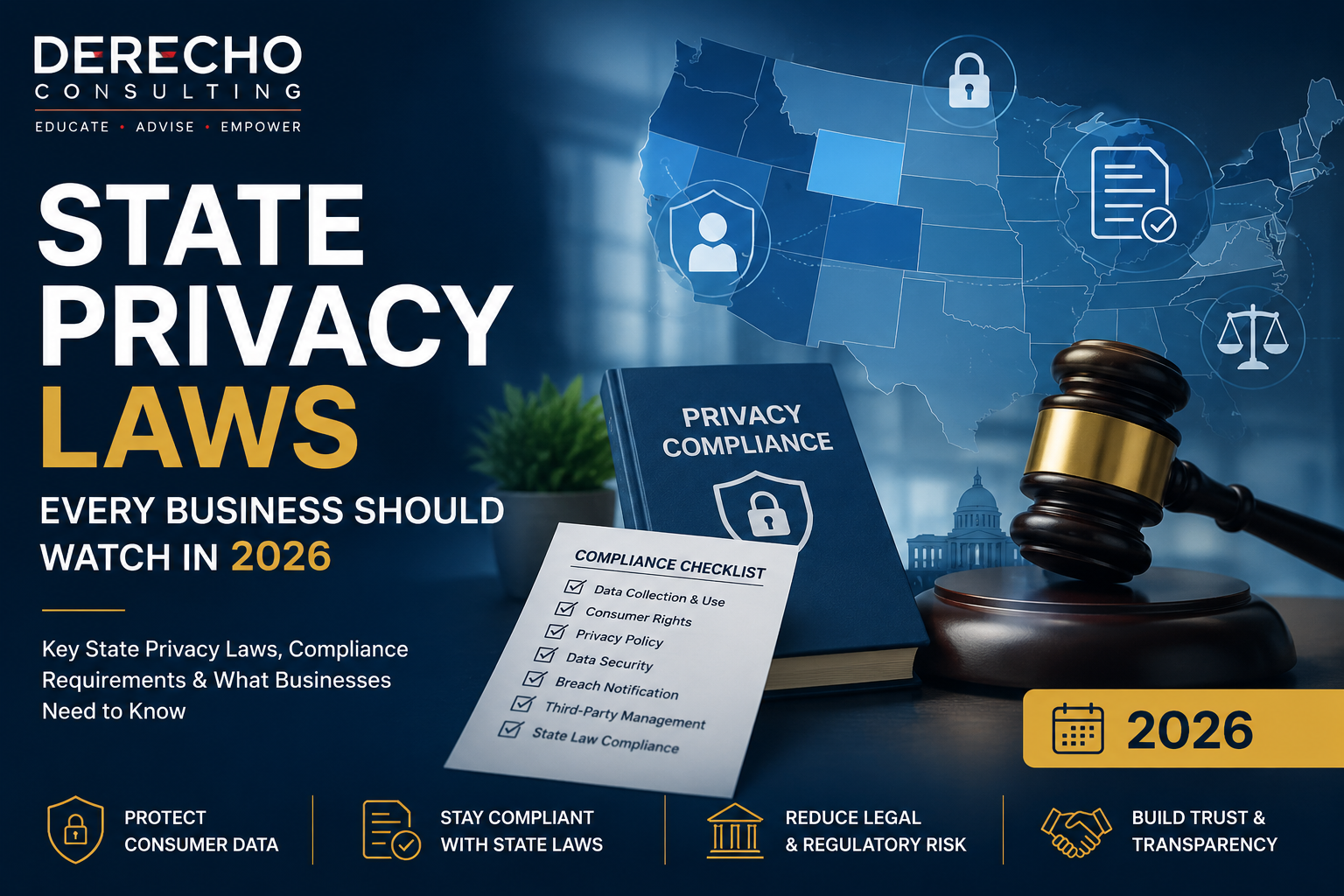 State Privacy Laws Every Business Should Watch in 2026 featuring business privacy compliance, consumer data protection, and state privacy regulations across the United States.