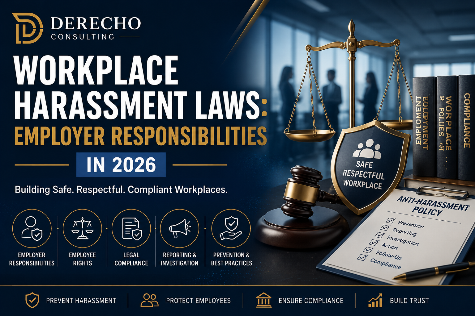 Featured image showing workplace harassment laws, employer responsibilities, legal compliance, employee rights, and workplace safety in 2026.