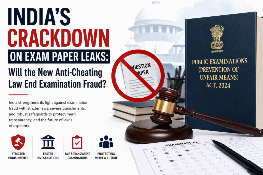 Students taking a competitive exam under CCTV surveillance in India