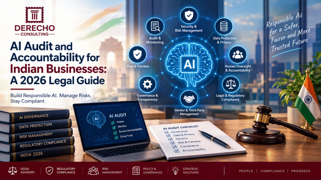 AI audit for Indian businesses covering AI governance, data protection, cybersecurity, human oversight, and regulatory compliance.