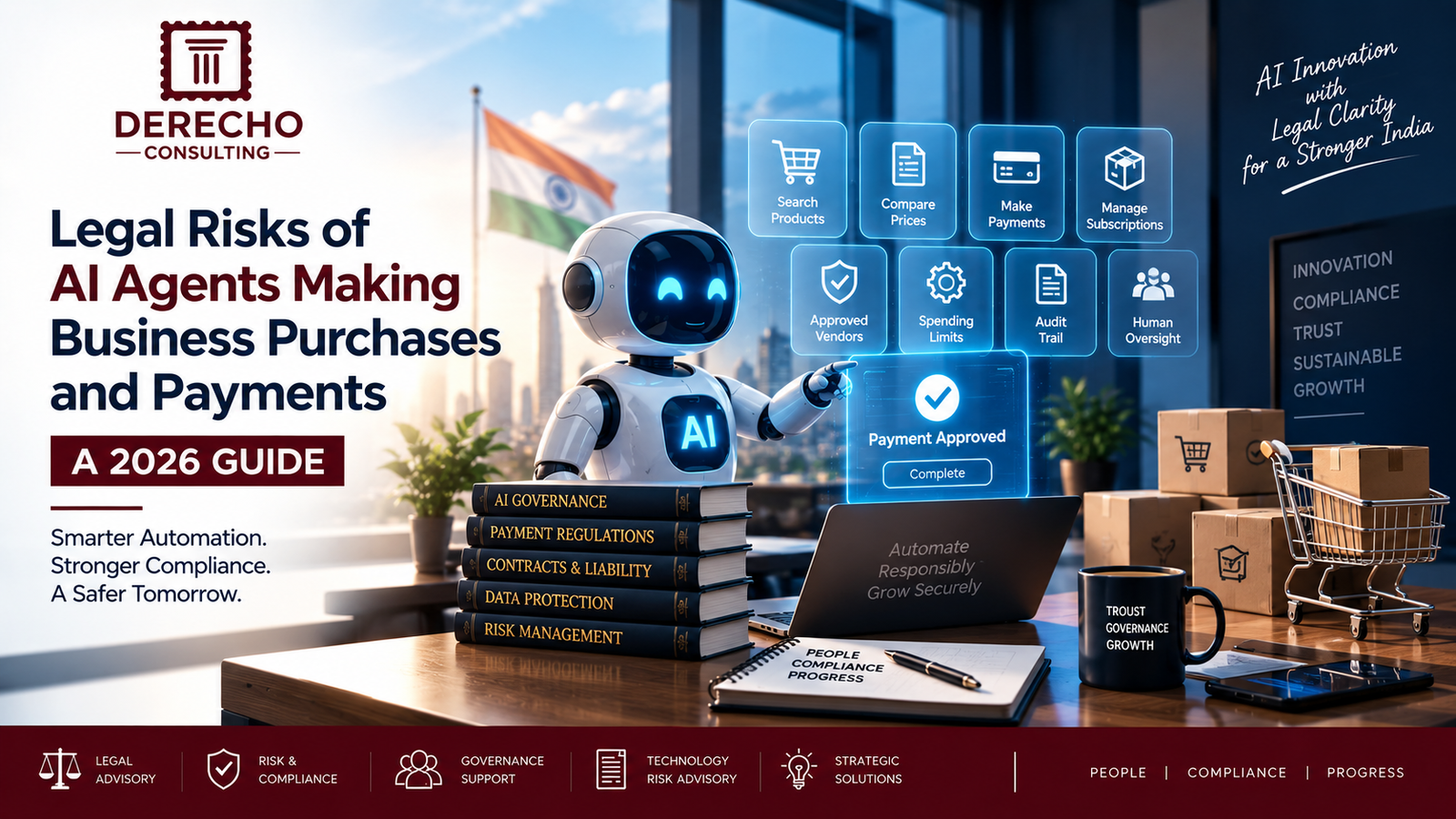 AI agent payments for businesses involving automated purchases, payment approval, spending limits, vendor checks, and human oversight.