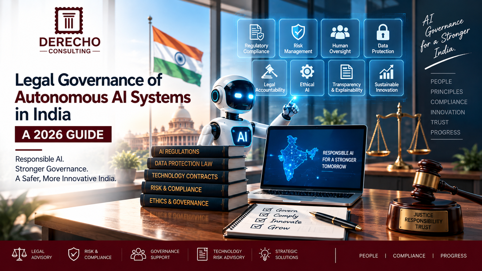 AI governance for autonomous AI systems in India covering human oversight, data protection, risk management, and regulatory compliance.